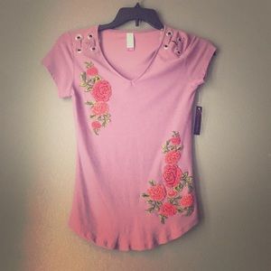 Purple Shirt With Rose Patches